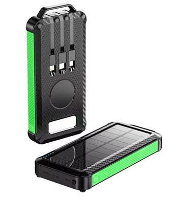 Quick Charge Support, Solar Panel Charge, Wireless Charging, Support solar charging, With Camping light